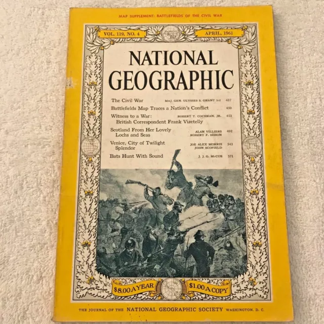 National Geographic April 1961 Civil War/Scotland/Venice/Bats