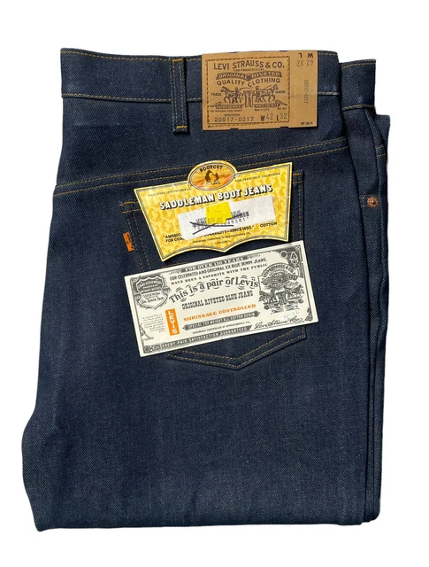 Vintage Levi's Saddleman 20517 0217 42x32 Men's Boot Cut Jeans 517 Orange Tab