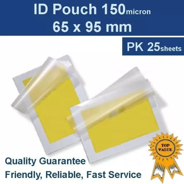 ID Laminating Pouches 65mm x 95mm 150 Micron (PK 25)