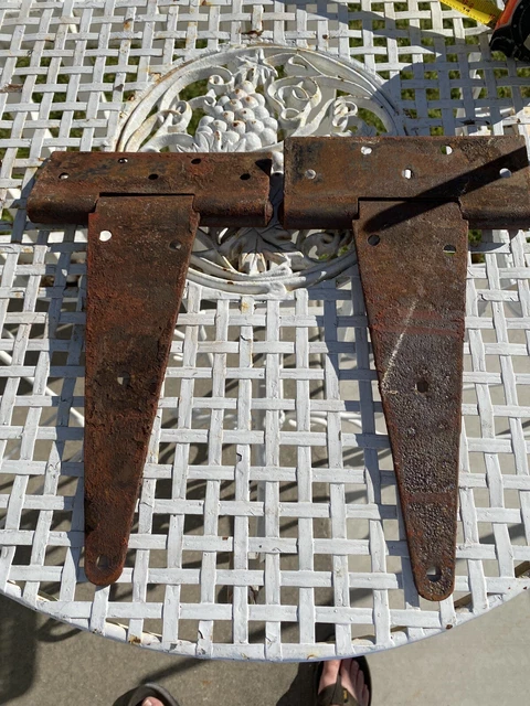 Vintage Pair Barn/Gate T-strap hinges.12" x 6-3/4"