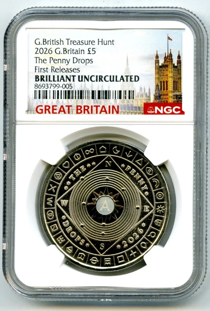 2026 GB 5PD Ngc Brilliant Unc The Penny Drops Treasure Hunt First