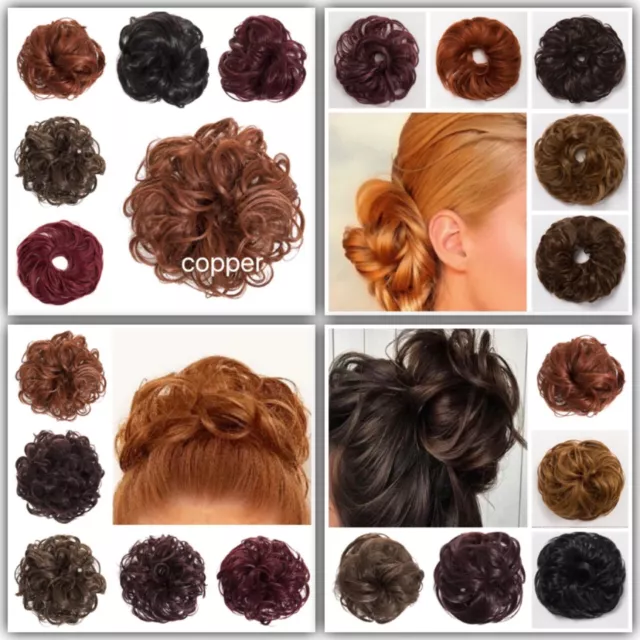 Koko Hair Scrunchie Large Small Wavy Curly Messy Bun Wrap Hairpiece Dark Shades