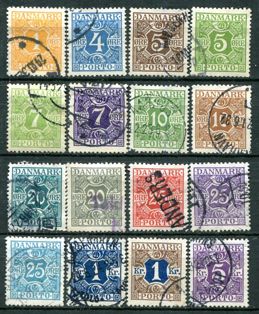 Denmark: Scott J 9 - J 24 F-VF used / AFA PO 9 - PO 24  G-MG (•)