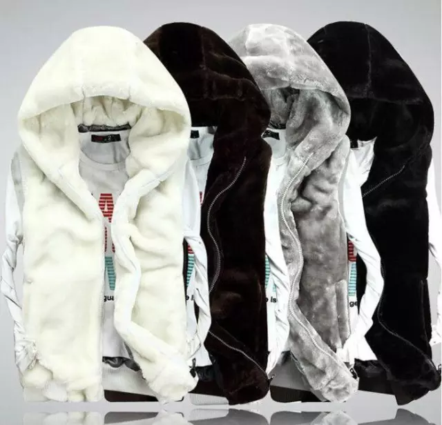 Winter Men fashion Jacket Hooded faux fur Vest Warm Coat Waistcoat Gilet Top