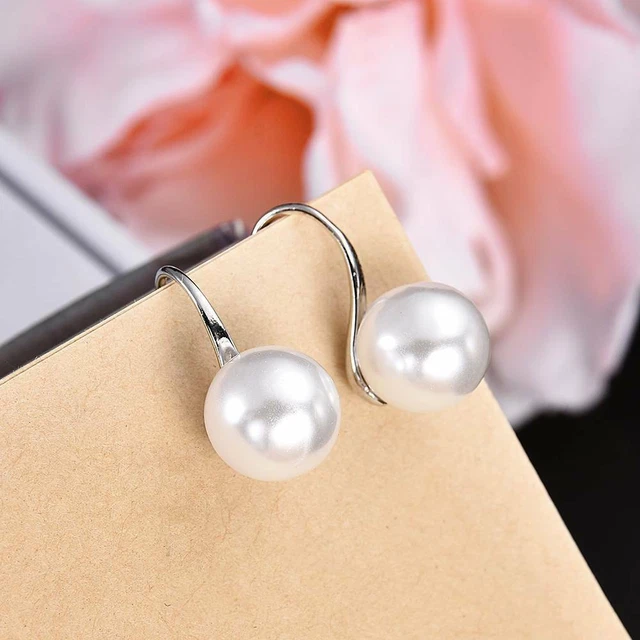 Crystal Elegant Lady Pearl 1 Earrings Women Fashion Stud Rhinestone Ear Pair