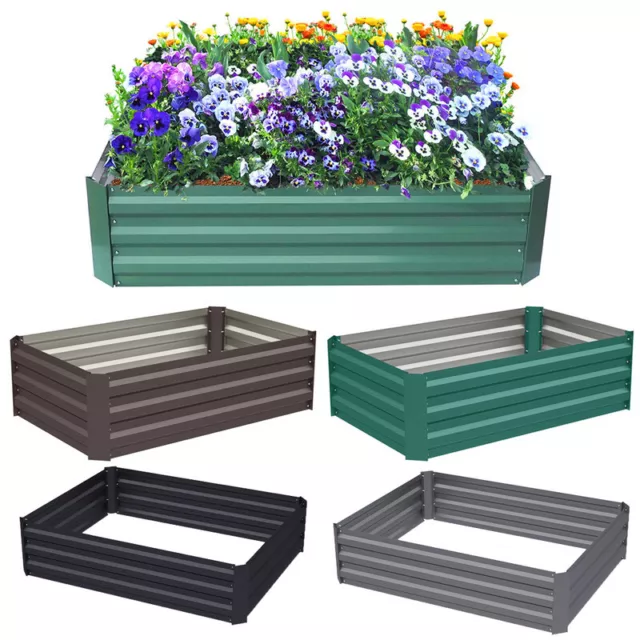 Garden Metal Raised Vegetable Planter Outdoor Flower Trough Herb Grow Bed Box