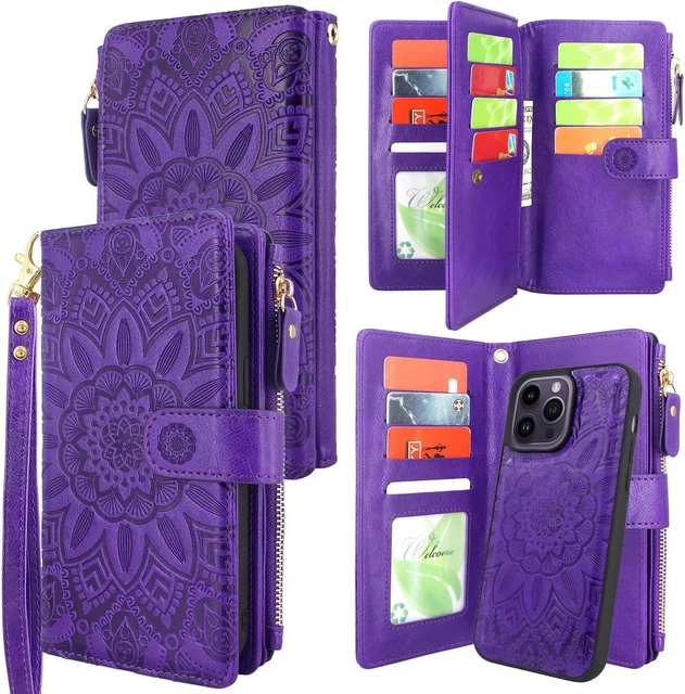 For Iphone 14 Pro Max 6.7 Inch 5G 2022 Wallet Case Detachable Magnetic Cover Zip