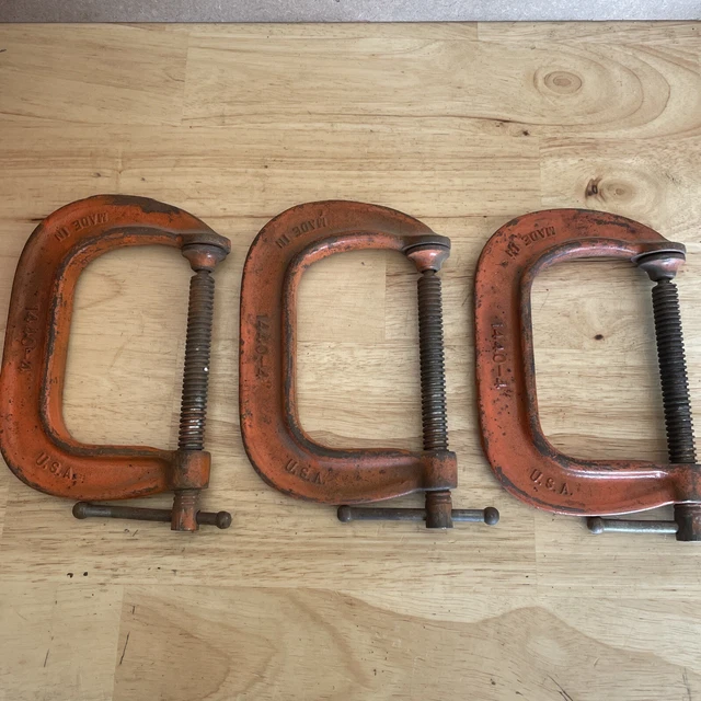 LOT OF 3 Vintage ADJUSTABLE C Clamps No. 1440 -4" USA