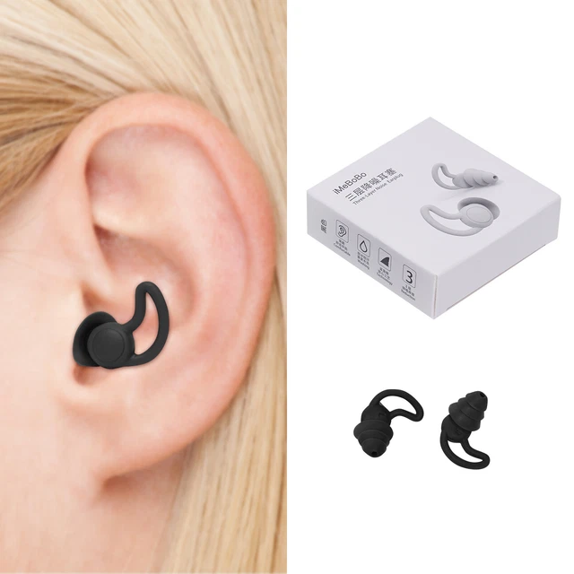 SILICONE NOISE BLOCKING Earplugs Black 40db Noise Reduction For Snoring