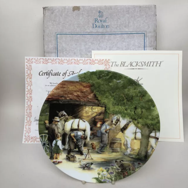 Boxed Royal Doulton Old Country Crafts Ltd Edition Plate - The Blacksmith + COA