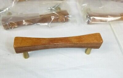 Vtg Mid Century Wooden Bowtie Drawer Pulls Cabinet Hdw Colonial Bronze Co 4.25"