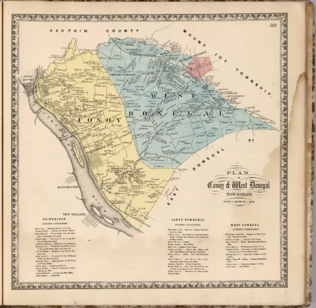 1864 ATLAS LANCASTER COUNTY PENNSYLVANIA map state old GENEALOGY DVD P12
