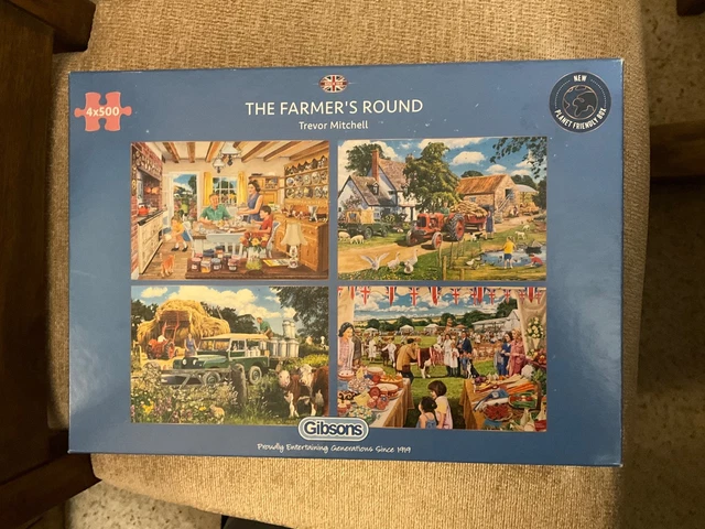GIBSONS THE FARMER'S Round 4 X 500 Piece Jigsaw Puzzles ALL COMPLETE £5 ...
