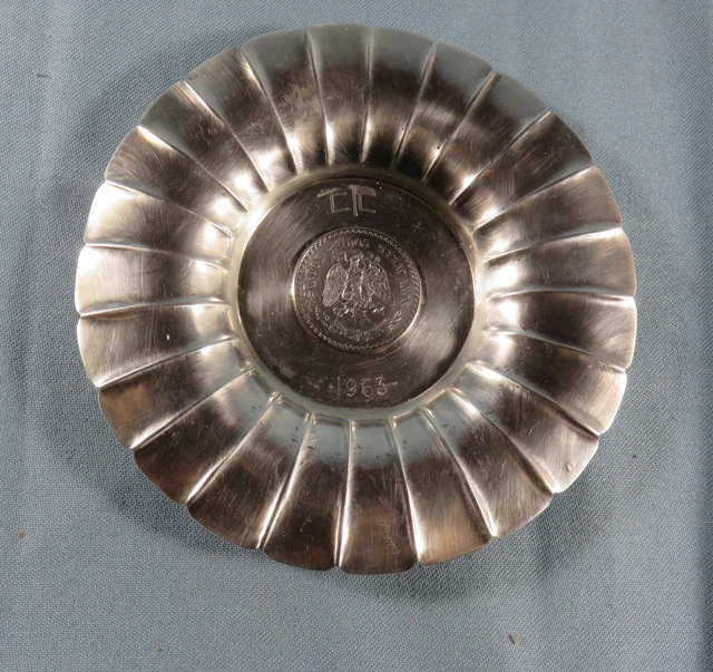 RARE VIDE-POCHE en ARGENT, SANBORNS MEXICO PESO de 1940 au CENTRE,124,5g* 1963