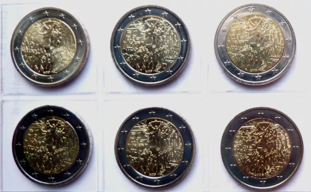 6 x 2 Euro Münzen 30 Jahre Mauerfall 2019 Komplettsatz ADGFJ + Frankreich