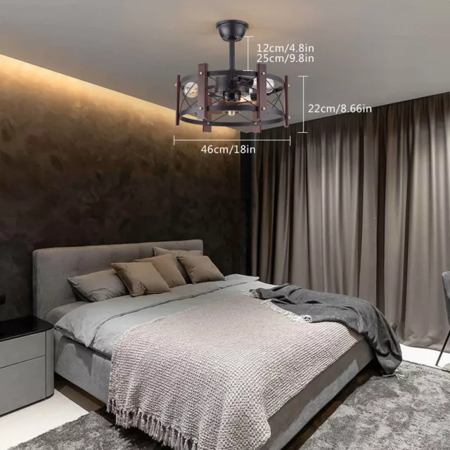 cage ceiling fan bedroom Industrial lights fixture Metal Pendant Lamp Max 60W