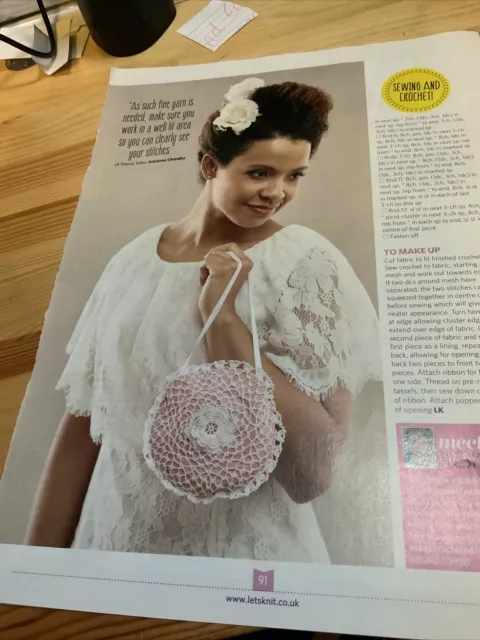 Irish Lace Round Bag, Central Rose Wedding Crochet Pattern