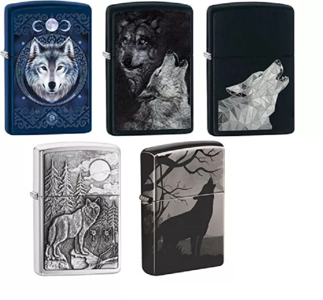 Zippo Lighter, Brass, Individual Design, Original Pocketsize Wolf Collection