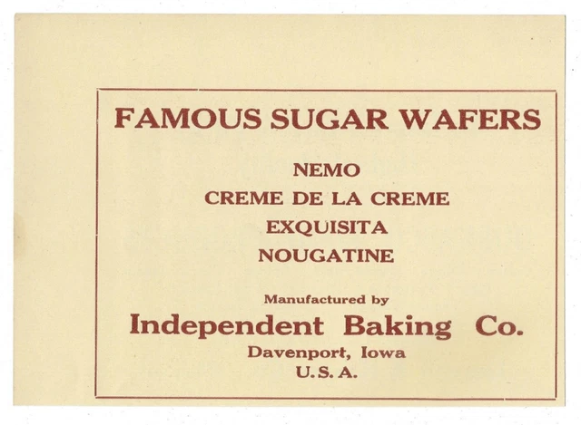 1911 Independent Baking Co Print Ad Nemo Creme De La Creme Sugar Wafers ~Fa045