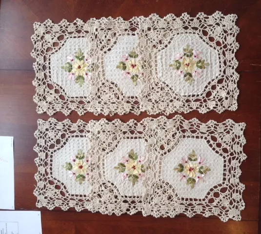 6 PCS 10" Square Crochet Lace Doily COLOR WHITE 100 % COTTON