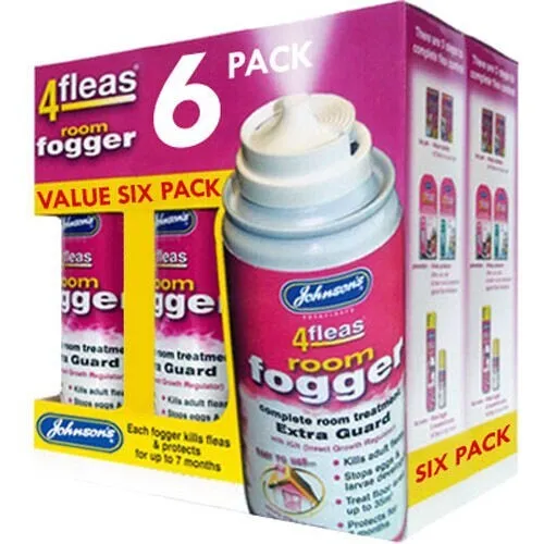 Johnsons 4fleas Room Flea Fogger 6 Pack - Killer Bomb Spray - House Treatment