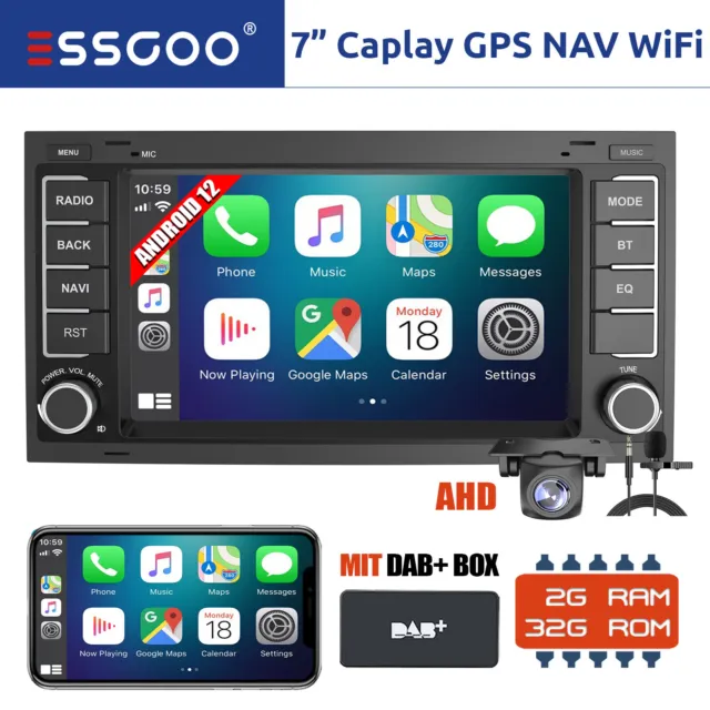 DAB+ Autoradio Android 12 Carplay + KAM MIK für 04-11 VW Touareg T5 Transporter