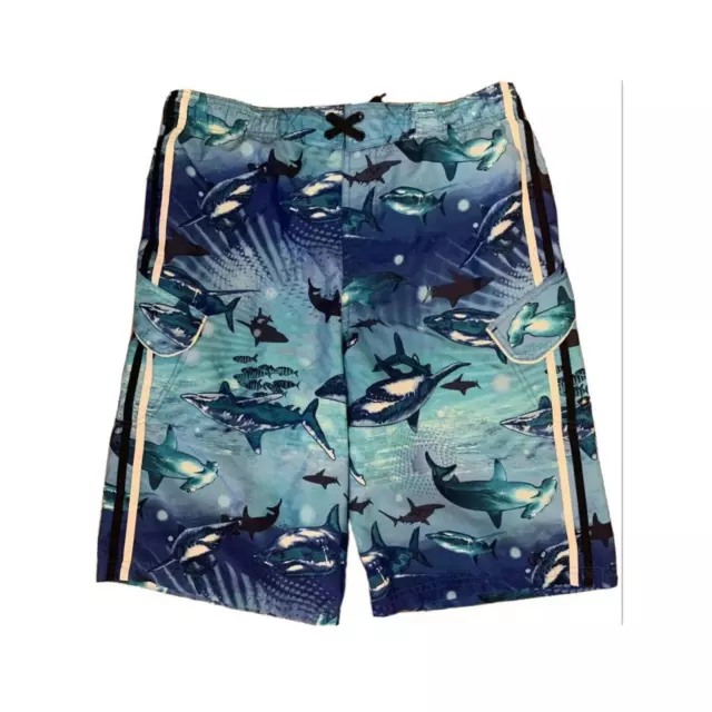 Pantalones cortos de baño Ocean Pacific para niños XL azul extra grande (14-16) estampado de tiburón opcional