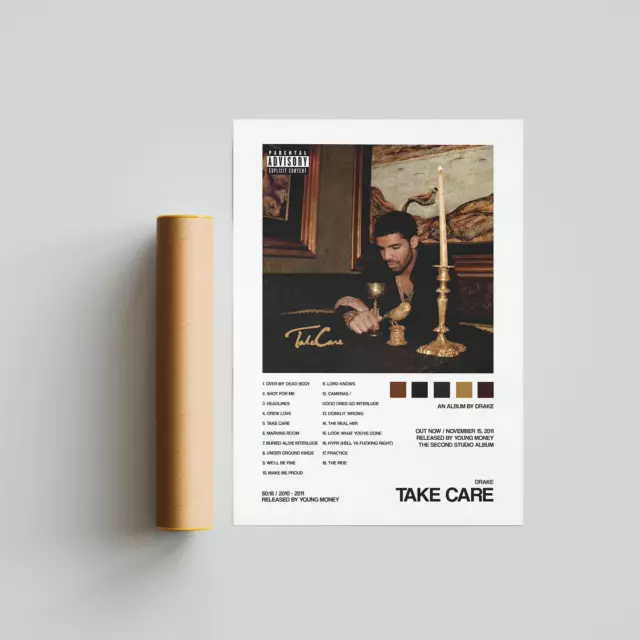 Drake - Take Care Album/Tracklist Decor Wall Digital Art Poster