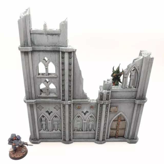 Imperial gothic ruined building scifi tabletop wargaming terrain scenery painted