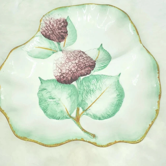 Majolica Style Italian Divided Three Section Serving Bowl Platter Floral READ