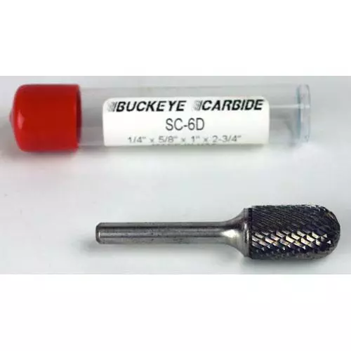 Carbide Burr (SC-6D) Cylindrical Ball Nose - Double Cut - 1/4 x 5/8 x 1 x 2 3/4