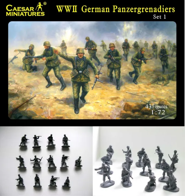 Caesar Miniatures H052 WWII German Panzergrenadiers Set #1 1/72 Scale Figures