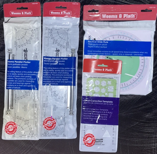 Weems Plath Coast Guard Navigation lot SLIDE RULE 2 PARALLEL PLOTTER Correction