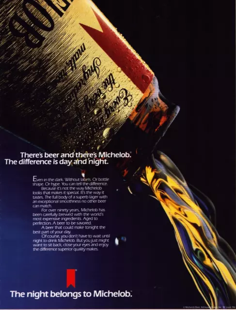 1986 The Night Belongs To Michelob Lager Beer Vintage Print Ad