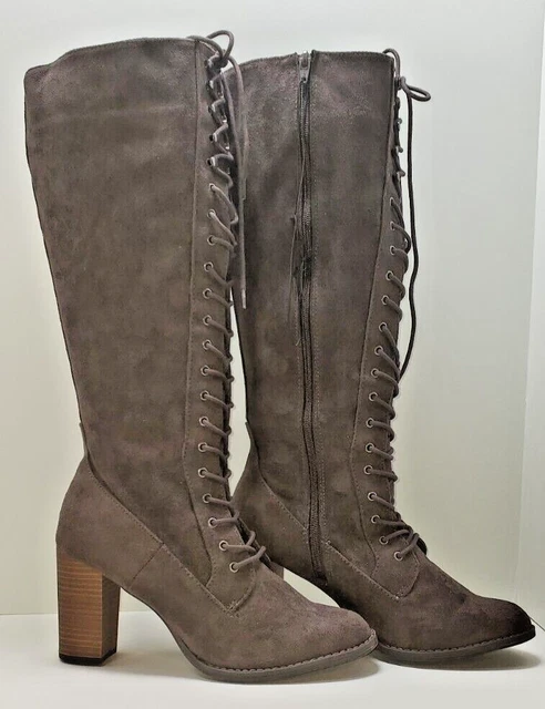 Target Women's Tall Lace Up Boot Sz 11 Grey/Marni Upper 3.5" Heel Leg Zipper