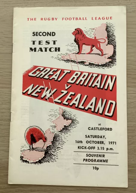 RUGBY LEAGUE INTERNATIONAL PROGRAMME GREAT BRITAIN v NEW ZEALAND 1971 2nd Test