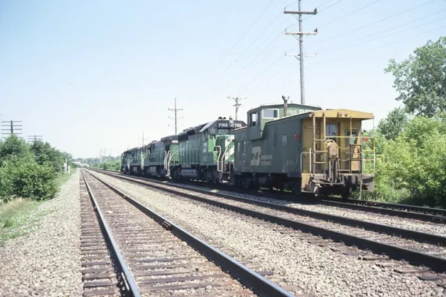Railroad Slide - Burlington Northern #10185 Caboose 1979 Westmont Illinois Train