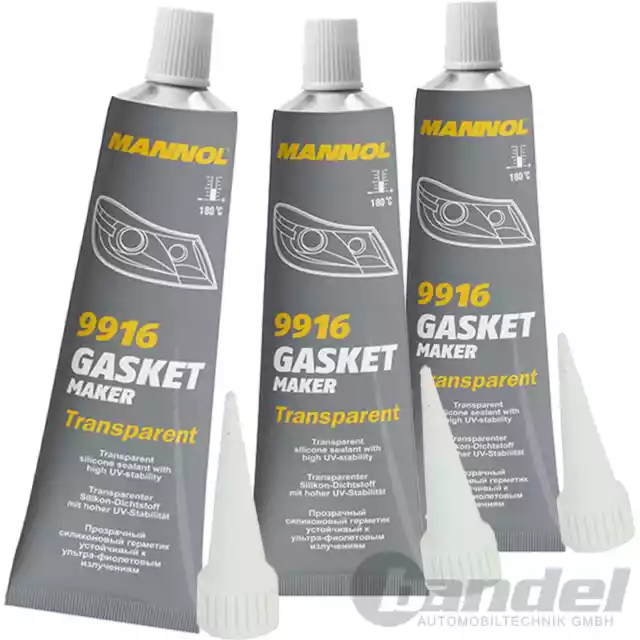 3x 85g MANNOL GASKET MAKER TRANSPARENT DICHTMASSE KLEBER SCHEINWERFER BLINKER