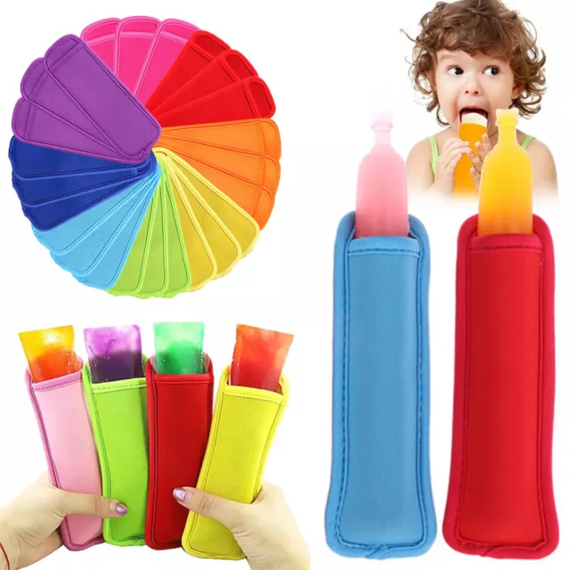 10PCS Colorful Ice Sleeves Freezer Reusable Summer Icy Block Lolly Cream Holder