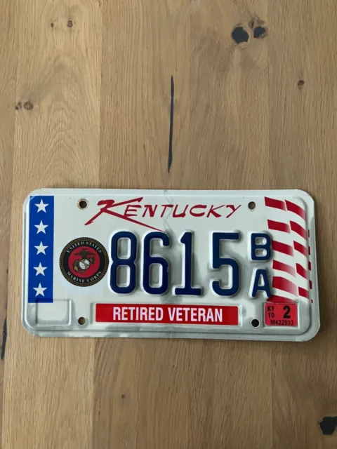 plaque immatriculation usa Kentucky Marine Corps Retired Veteran