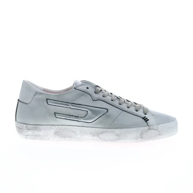 Diesel S-Leroji Low Mens Silver Leather Lifestyle Sneakers Shoes