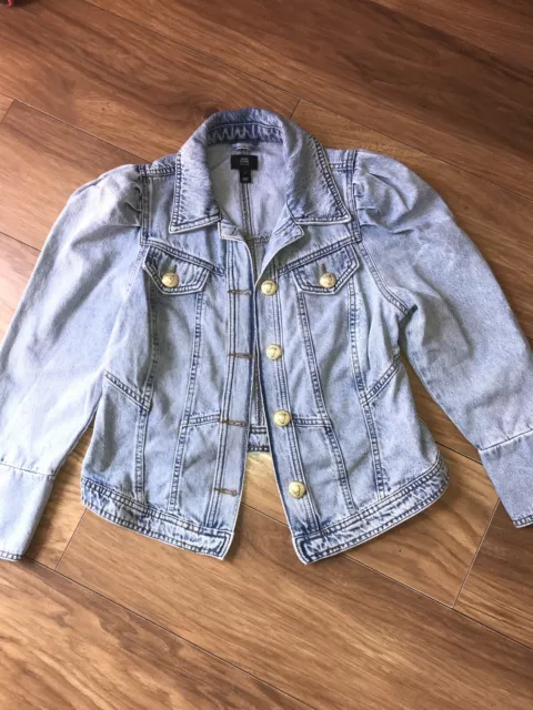 River island puff sleeve denim jacket 2025