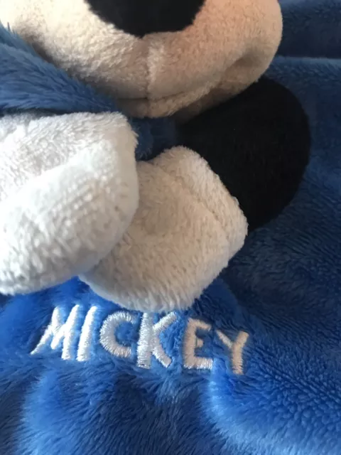 Disney Baby MICKEY MOUSE Blanket Blue Lovey Security Rattle Snuggle Gift EUC 3