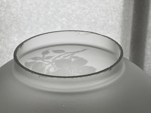 Antique 9.5” Acid Etch Floral Glass Kerosene Oil Lamp Shade Globe 4” Fitter GWTW 4