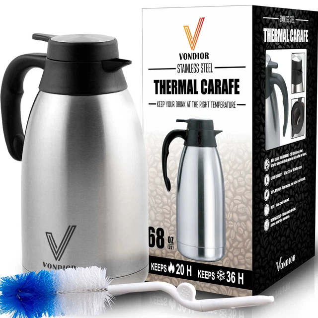 Vondior Airpot Coffee Dispenser with Pump - Insulated Stainless Steel Thermal Be