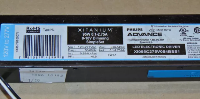 Lot of 10x Philips Advance Xitanium LED Driver 95W 0-10V Dimming 120V-277V 2