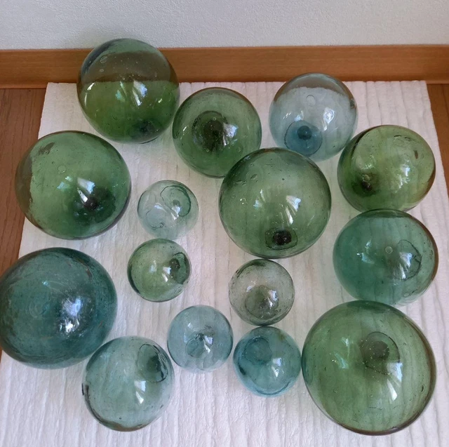 Set-15 Japanese GLASS Fishing Floats Antique Vintage