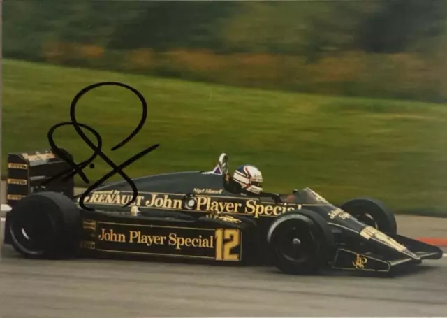 ***  NIGEL MANSELL   -  TEAM LOTUS  -  HAND SIGNED  -  F1 ***  6x4 card