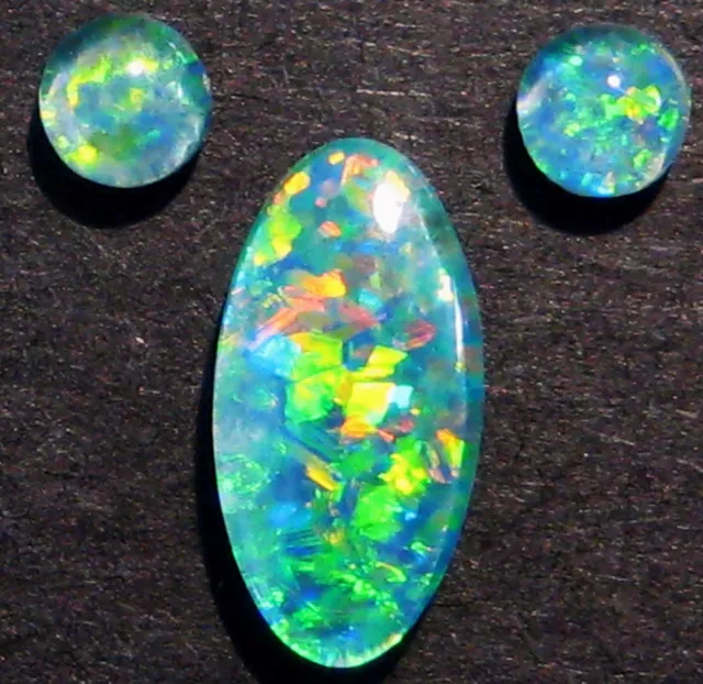 Australian Opal Triplet Set Suit Pendant / Ring and Earrings Bright colour (1786