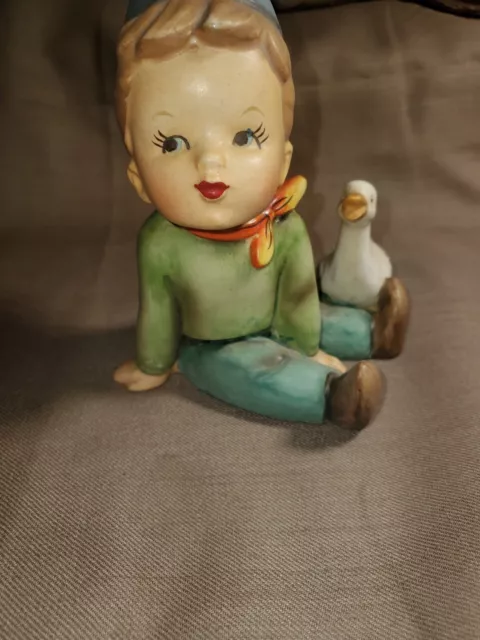 Vintage 1959 NAPCO  Dutch Boy With Geese Bisque Figurines